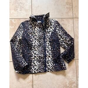 Luii size small zip up jacket leopard print